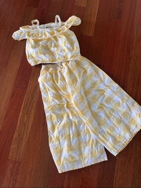 Janie and Jack Yellow and White Gingham Strap Top